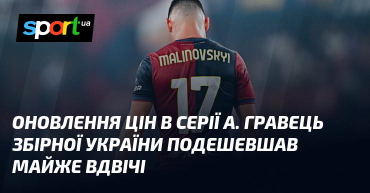 Актуалізація цін у Серії А: футболіст збірної України втратив майже половину своєї вартості.